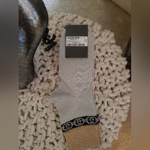 Gucci Silver/Gold/Black Logo Socks Size 9 Medium